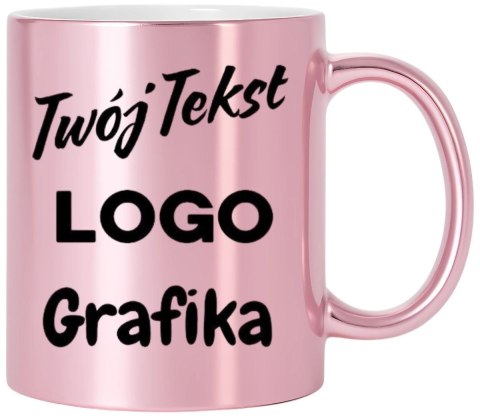 Kubek różowy Twój nadruk Tekst Grafika Logo Gadżet Prezent Reklama