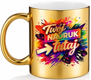 Kubek złoty Twój nadruk Tekst Grafika Logo Gadżet Prezent Reklama