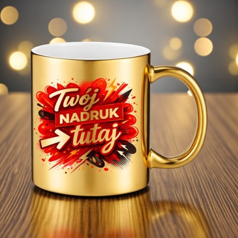 Kubek złoty Twój nadruk Tekst Grafika Logo Gadżet Prezent Reklama