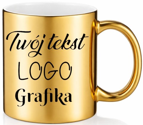 Kubek złoty Twój nadruk Tekst Grafika Logo Gadżet Prezent Reklama