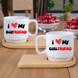 Zestaw 2x filiżanka + podstawki Prezent Dziewczyna Chłopak Walentynki