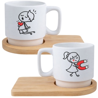 Zestaw 2x filiżanka + podstawki Prezent Mąż Żona Walentynki Ślub Rocznica