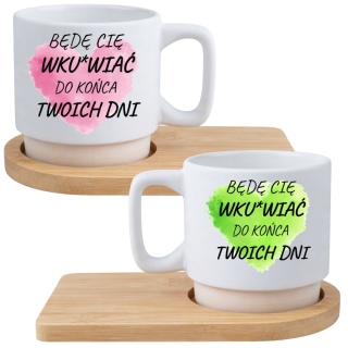 Zestaw 2x filiżanka + podstawki Prezent Mąż Żona Walentynki Ślub Rocznica