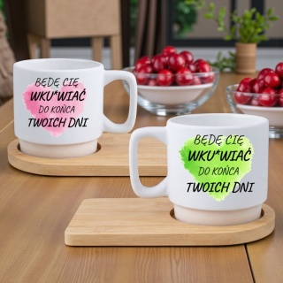 Zestaw 2x filiżanka + podstawki Prezent Mąż Żona Walentynki Ślub Rocznica