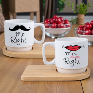 Zestaw 2x filiżanka + podstawki Prezent Mąż Żona Walentynki Ślub Rocznica