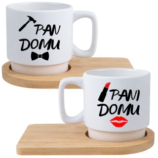 Zestaw 2x filiżanka + podstawki Prezent Mąż Żona Walentynki Ślub Rocznica