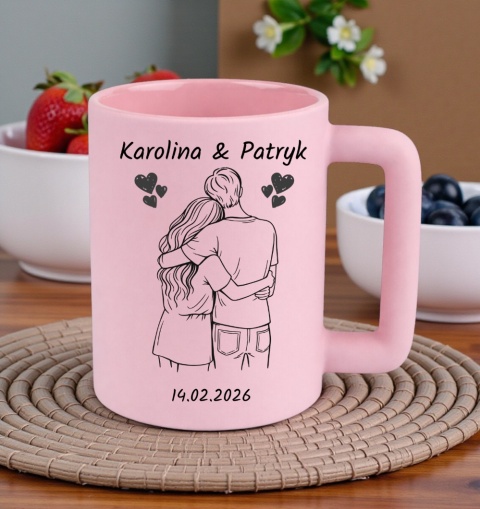 Kubek 400ml DUŻY Prezent dla Dziewczyny Żony na Walentynki z imionami