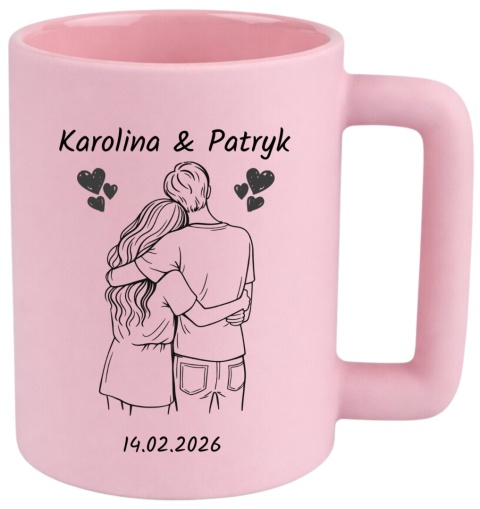 Kubek 400ml DUŻY Prezent dla Dziewczyny Żony na Walentynki z imionami