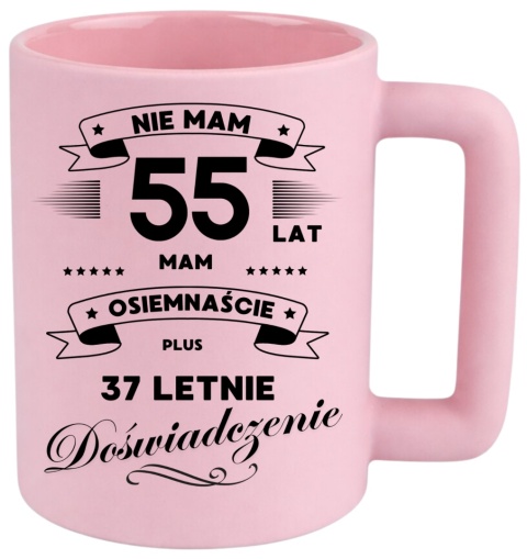 Kubek 400ml DUŻY śmieszny nadruk Prezent z dedykacją na URODZINY 55 lat