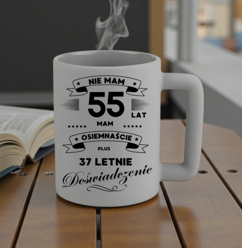 Kubek 400ml DUŻY śmieszny nadruk Prezent z dedykacją na URODZINY 55 lat