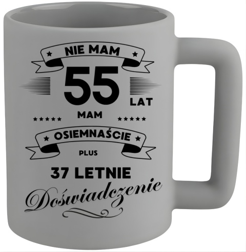 Kubek 400ml DUŻY śmieszny nadruk Prezent z dedykacją na URODZINY 55 lat