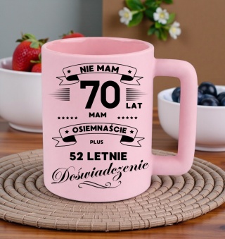 Kubek 400ml DUŻY śmieszny nadruk Prezent z dedykacją na URODZINY 70 lat