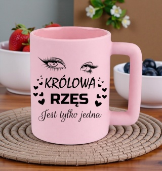 Kubek 400ml DUŻY z nadrukiem Prezent KRÓLOWA RZĘS Dzień Kobiet urodziny