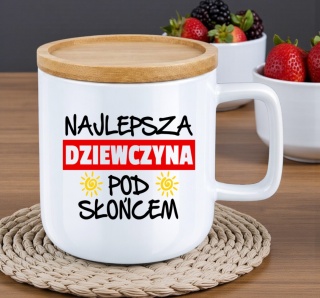 Kubek DUŻY z bambusową podstawką Prezent Dzień Kobiet dla Dziewczyny Żony