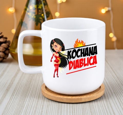 Kubek DUŻY z bambusową podstawką Prezent Dzień Kobiet dla Dziewczyny Żony