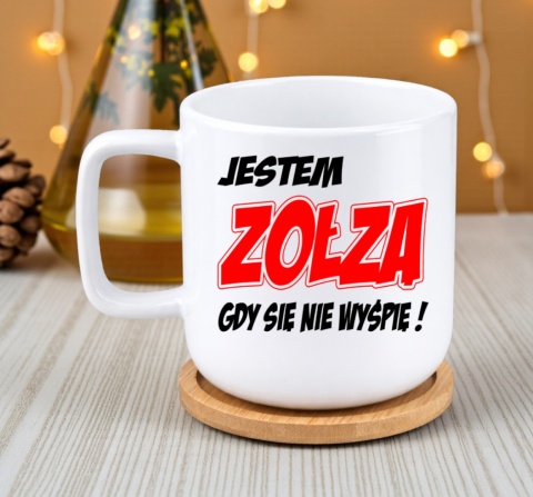 Kubek DUŻY z bambusową podstawką Prezent Dzień Kobiet dla Dziewczyny Żony