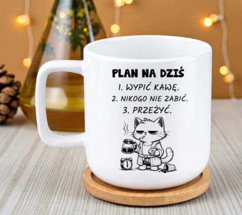 Kubek DUŻY z bambusową podstawką Prezent Dzień Kobiet dla Dziewczyny Żony