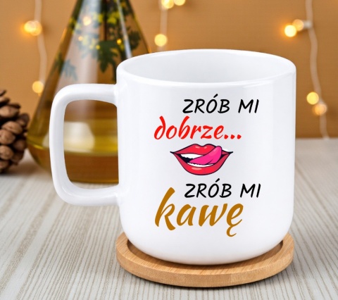 Kubek DUŻY z bambusową podstawką Prezent Dzień Kobiet dla Dziewczyny Żony