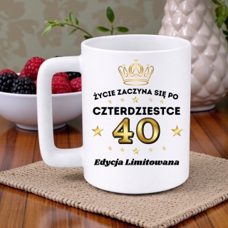Kubek 400ml DUŻY z nadrukiem Super Prezent dedykacja na URODZINY 40 lat