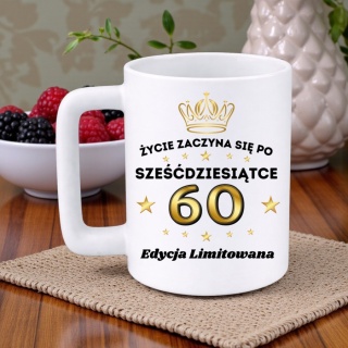 Kubek 400ml DUŻY z nadrukiem Super Prezent dedykacja na URODZINY 60 lat