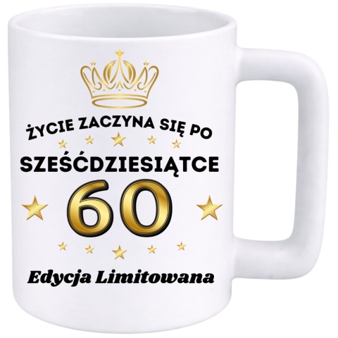 Kubek 400ml DUŻY z nadrukiem Super Prezent dedykacja na URODZINY 60 lat