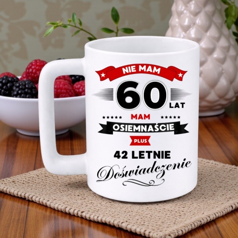 Kubek 400ml DUŻY z nadrukiem Super Prezent dedykacja na URODZINY 60 lat