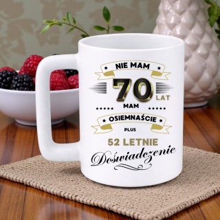 Kubek 400ml DUŻY z nadrukiem Super Prezent dedykacja na URODZINY 70 lat