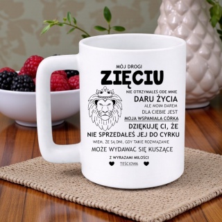 Kubek 400ml DUŻY z nadrukiem Zięć śmieszny prezent dla Zięcia