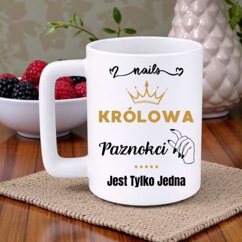 Kubek 400ml DUŻY z nadrukiem śmieszny prezent Królowa paznokci