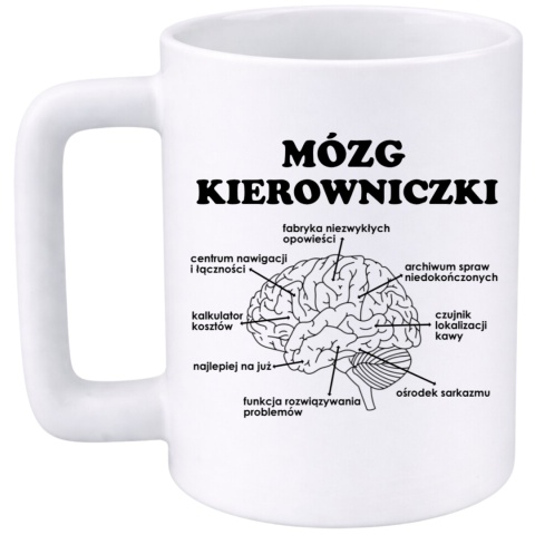 Kubek 400ml DUŻY z nadrukiem śmieszny prezent Mózg Kierowniczki