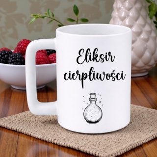 Kubek 400ml DUŻY z nadrukiem śmieszny prezent Eliksir cierpliwości
