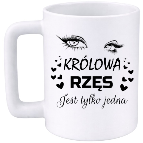 Kubek 400ml DUŻY z nadrukiem śmieszny prezent Królowa rzęs