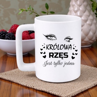 Kubek 400ml DUŻY z nadrukiem śmieszny prezent Królowa rzęs