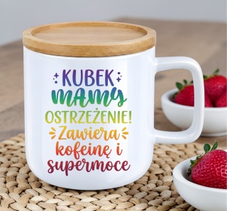 Kubek DUŻY z bambusową podstawką prezent dla MAMY Dzień Matki Mama Teściowa