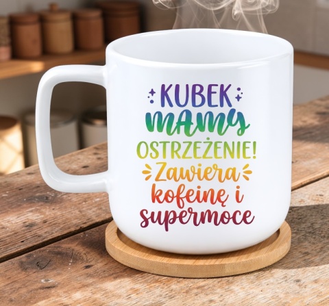 Kubek DUŻY z bambusową podstawką prezent dla MAMY Dzień Matki Mama Teściowa