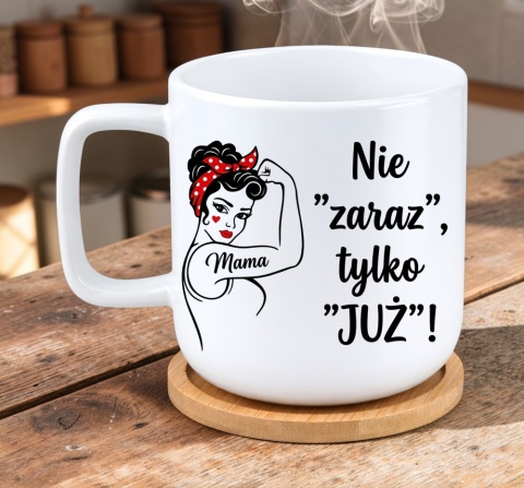 Kubek DUŻY z bambusową podstawką prezent dla MAMY Dzień Matki Mama Teściowa