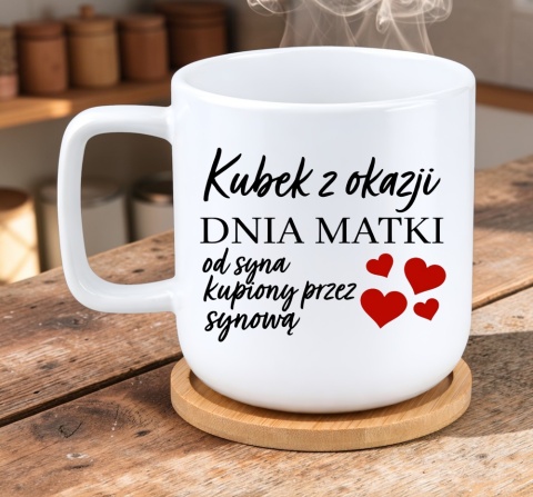 Kubek DUŻY z bambusową podstawką prezent dla MAMY Dzień Matki Mama Teściowa