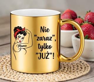 Kubek złoty z nadrukiem prezent dla MAMY Dzień Matki Mama Teściowa