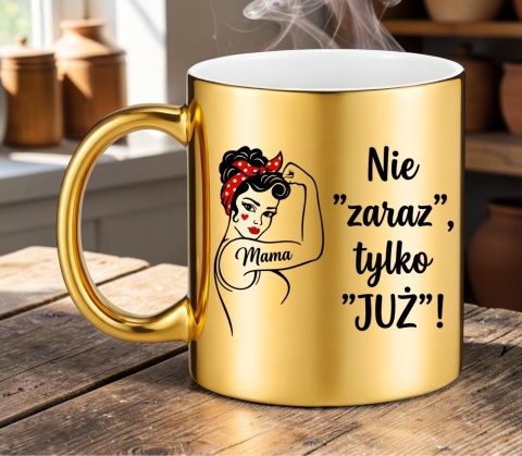 Kubek złoty z nadrukiem prezent dla MAMY Dzień Matki Mama Teściowa