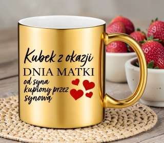 Kubek złoty z nadrukiem prezent dla MAMY Dzień Matki Mama Teściowa