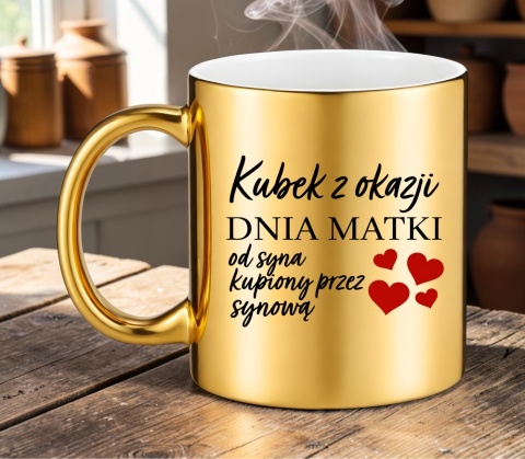 Kubek złoty z nadrukiem prezent dla MAMY Dzień Matki Mama Teściowa