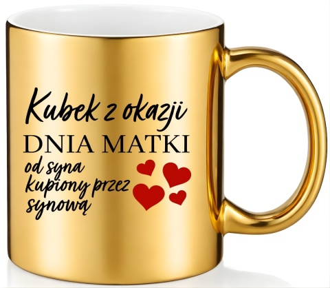 Kubek złoty z nadrukiem prezent dla MAMY Dzień Matki Mama Teściowa