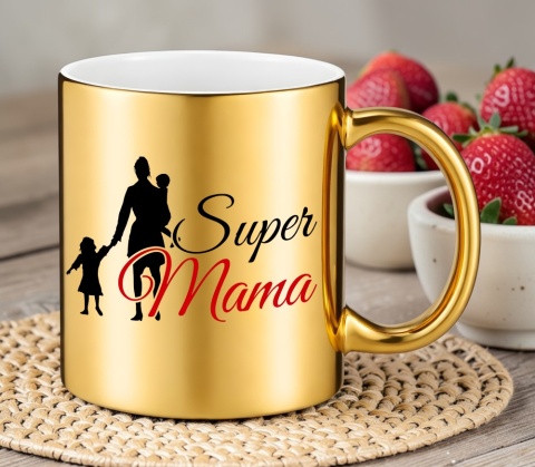 Kubek złoty z nadrukiem prezent dla MAMY Dzień Matki Mama Teściowa