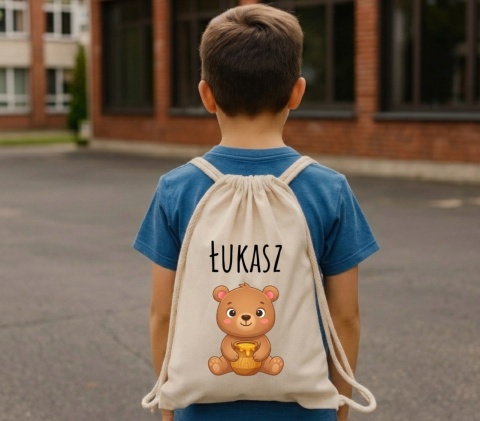 Worek na buty kapcie Plecak Mocny do Szkoły Przedszkola z imieniem Dziecka