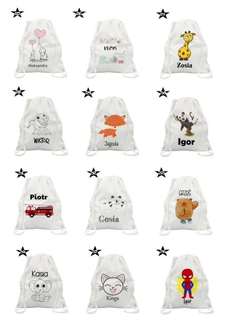 Worek na buty kapcie Plecak Mocny do Szkoły Przedszkola z imieniem Dziecka