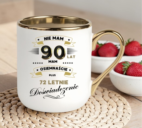 Kubek PREMIUM prezent na URODZINY 90 LAT oryginalny upominek z dedykacją