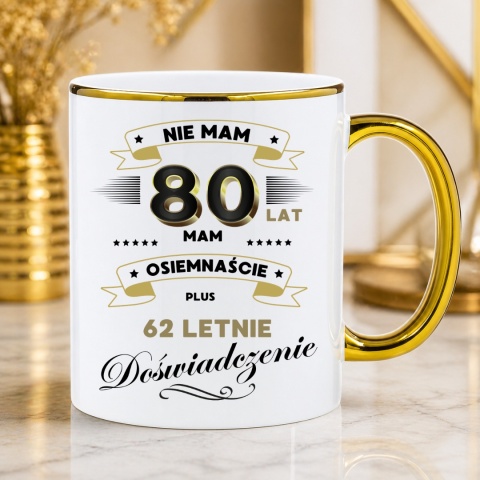 ZESTAW PODUSZKA I PIĘKNY KUBEK ORYGINALNY PREZENT 80 LAT NA URODZINY