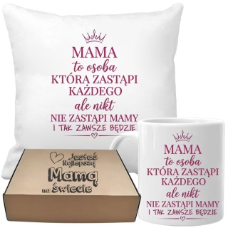 Zestaw Poduszka Kubek oryginalny Prezent dla Mamy Dzień Matki Urodziny Mama