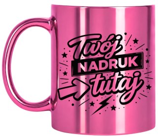 Kubek różowy Twój nadruk Tekst Grafika Logo Gadżet Prezent Reklama