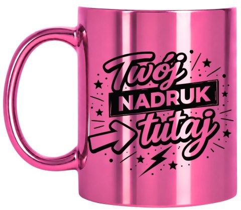 Kubek różowy Twój nadruk Tekst Grafika Logo Gadżet Prezent Reklama